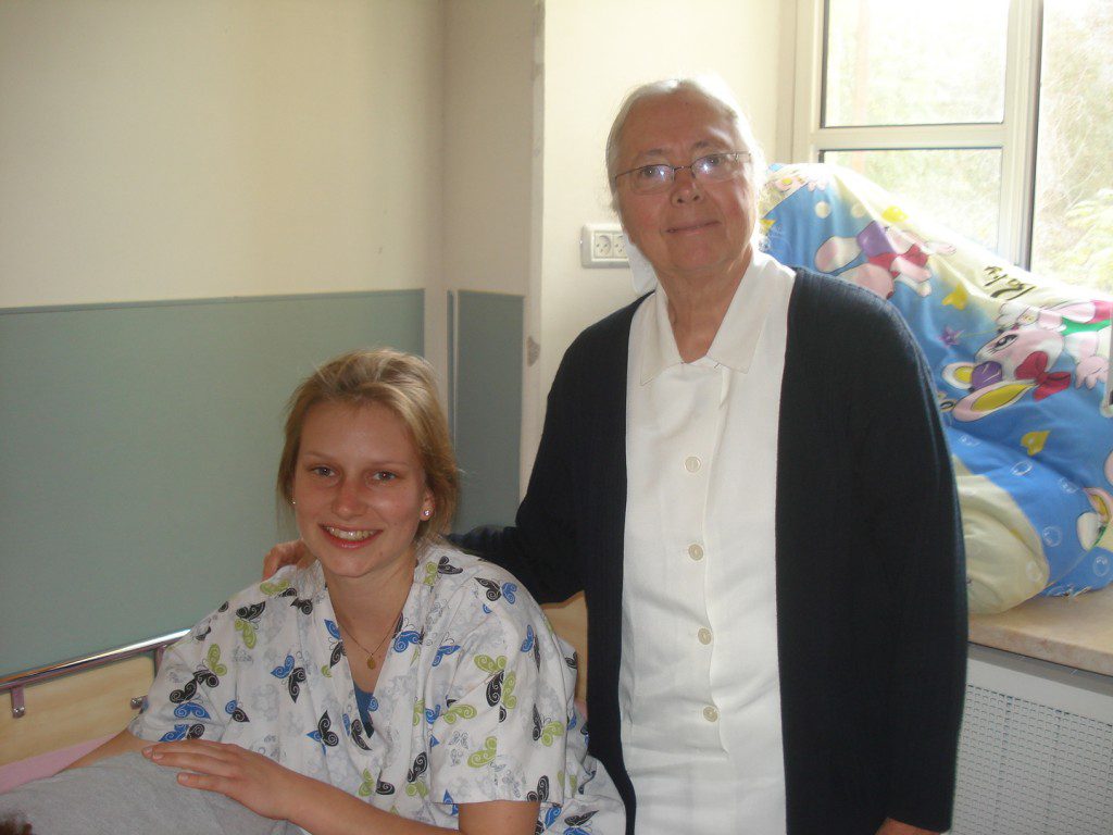 Sister Susan and a young girl from Sweden who is beginning her training to care for the children