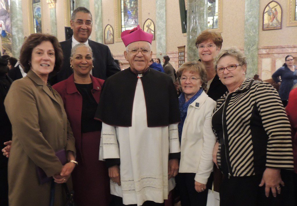 In addition to Pierre Fouché and Bishop Guy A. Sansaricq, Ladies from SJU Association attended (L to R): Natalie Boone, Marie Fouché, Mary Ann Dantuono, Colleen Greaney and Rosemarie McTigue.
